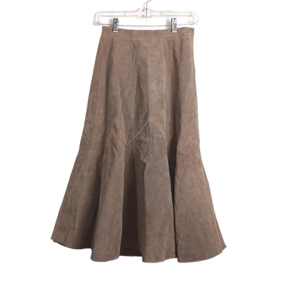 Vtg Westex Suede Skirt Womens 9/10 Tan Tiered Western Cowgirl Boho Prairie